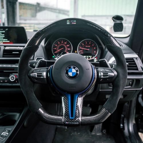 Volante Fibra de Carbono e Alcantara + LED para BMW M2 M3 M4 M5 F87 F80 F82